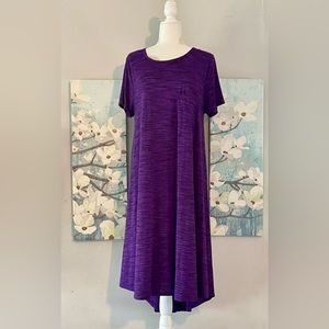 LuLaRoe Carly Deep Purple Hi-lo Swing Dress with Pocket